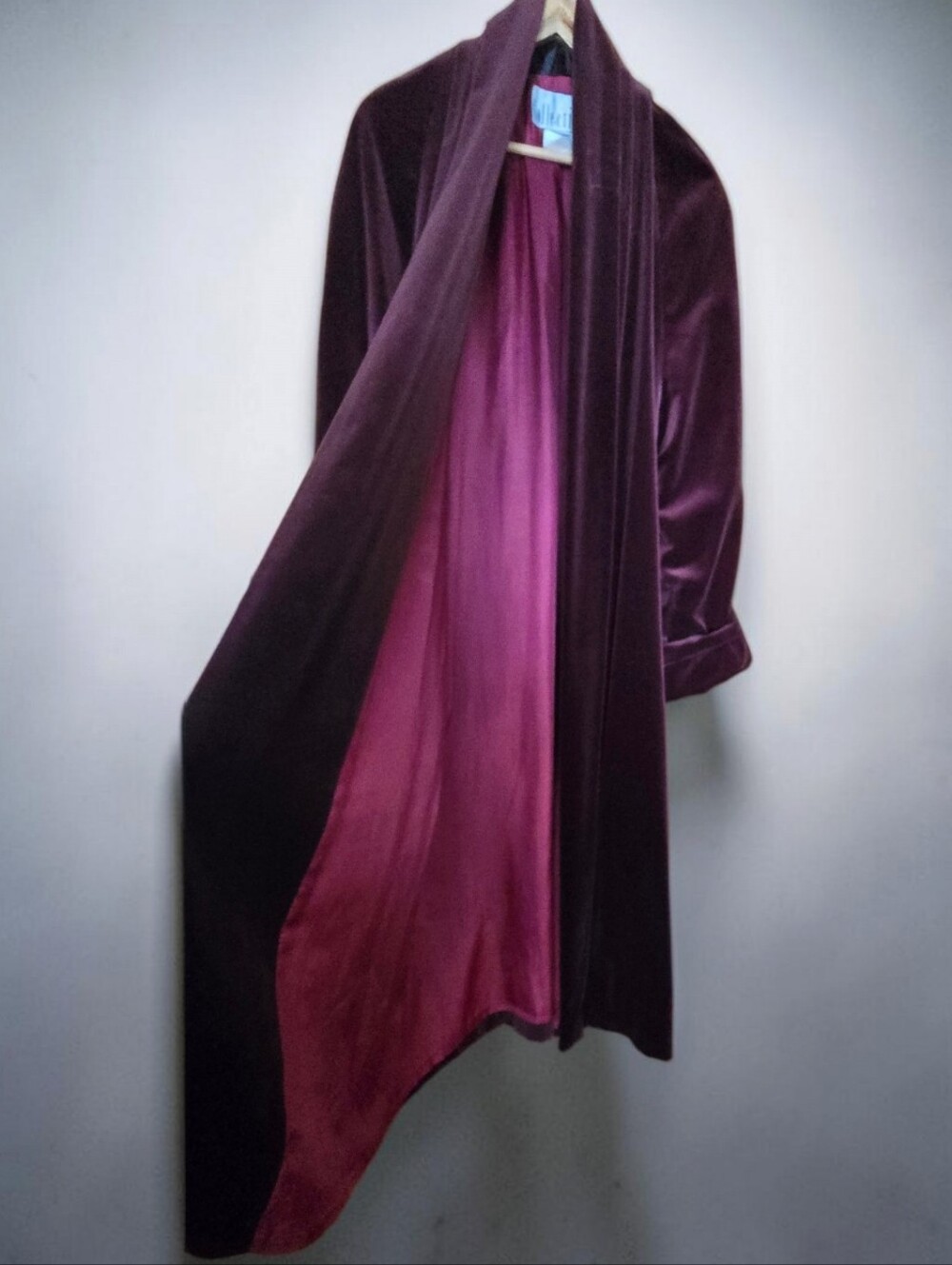Vintage JS Collections Burgundy Velvet Opera Coat Maxi Duster Whimsigoth Goth